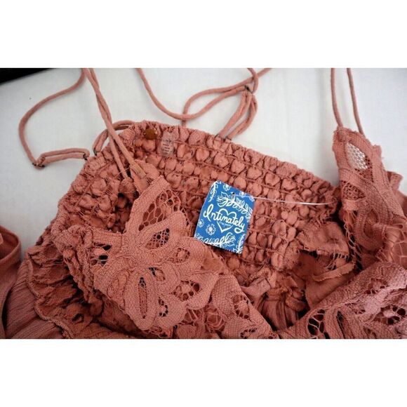 Intimately Free People Women's Sz S Rose Pink Adella Frilled Chemise Slip Dress - Picture 4 of 14